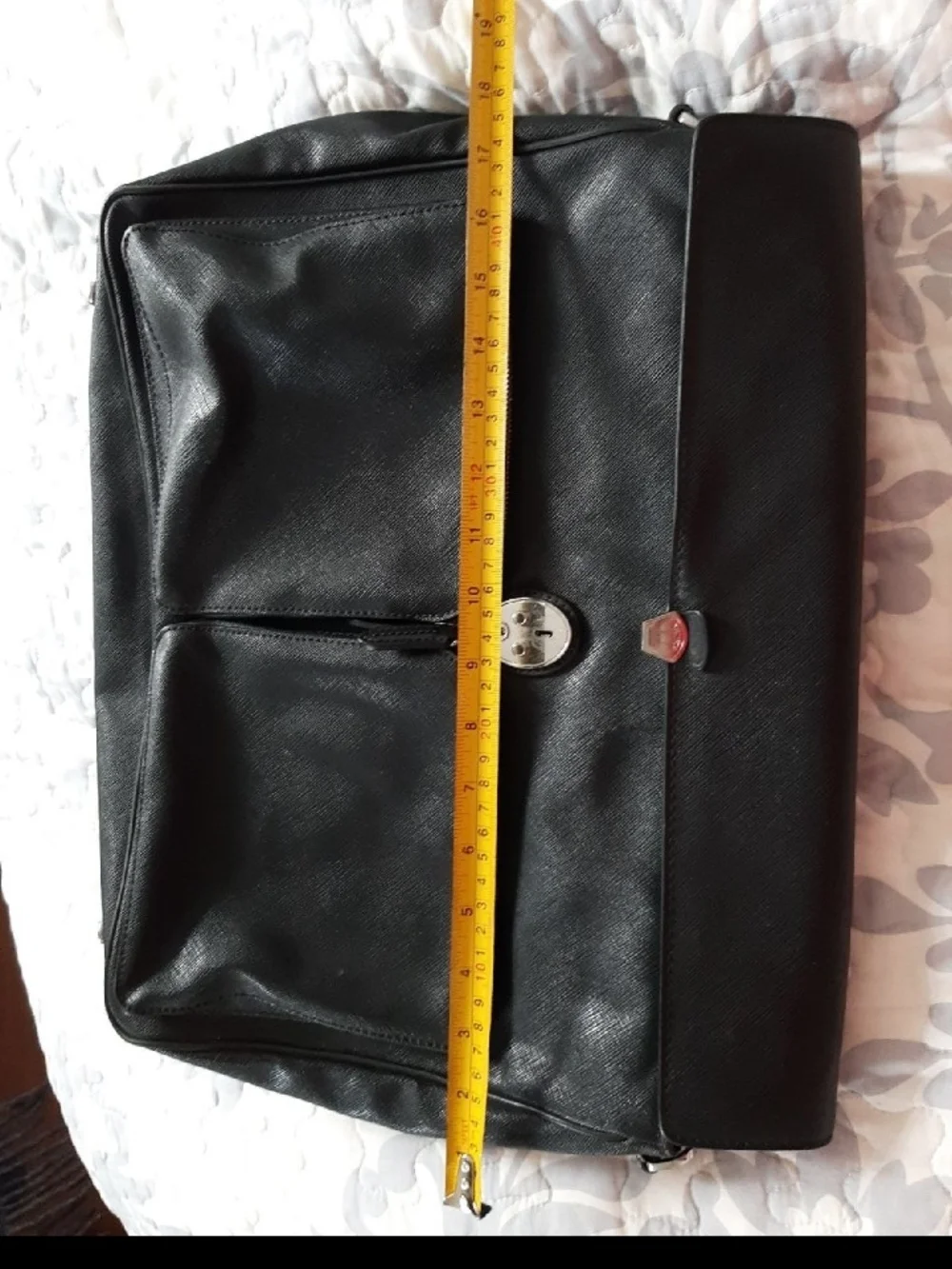 Black Men's Leather Briefcase Bag - Picture 7 of 8
